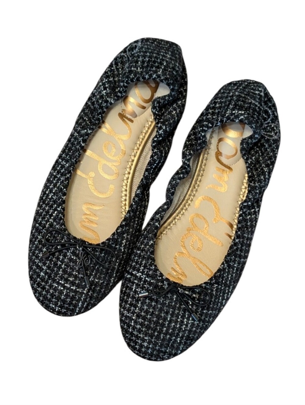 Sam Edelman Felicia Black White Tweed Houndstooth Classic Ballet Flats size 6.5